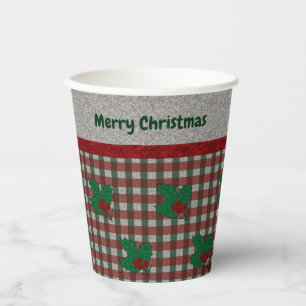1940s Xmas Gingham - Personalised Paper Cups