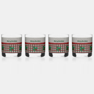 1940s Xmas Gingham - Personalised Set of 4 Whiskey Glass