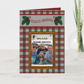 1940s Xmas Gingham - Your Photo - Personalised Holiday Card