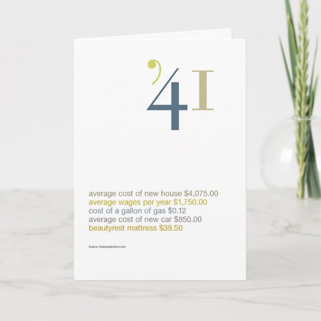 1941 Birthday Fun Facts Card (Front)