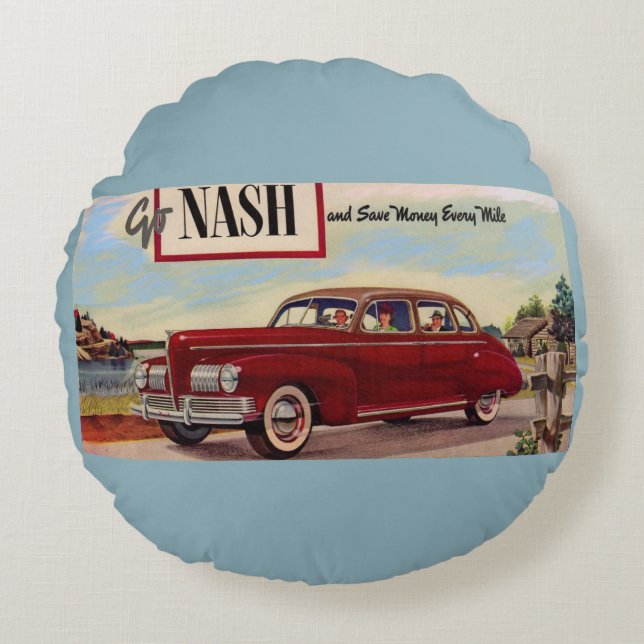 1941 Nash automobile ad Round Cushion (Front)
