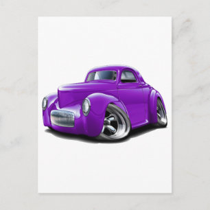 1941 Willys Purple Car Postcard
