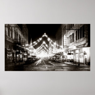 1942 Honolulu's Fort Street at Night Poster