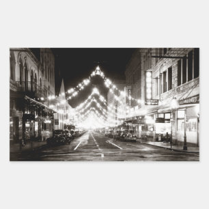 1942 Honolulu's Fort Street at Night Rectangular Sticker
