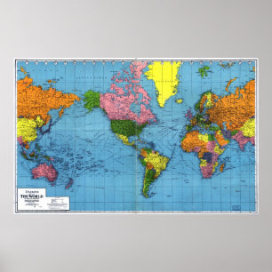 1942 Map of the World Poster