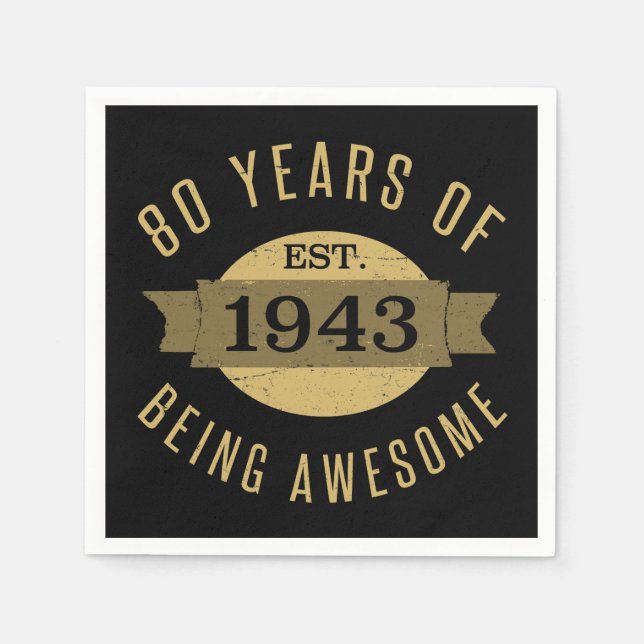 1943 Awesome 80th Birthday Napkin (Front)