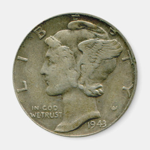 1943 US Mercury dime obverse magnet