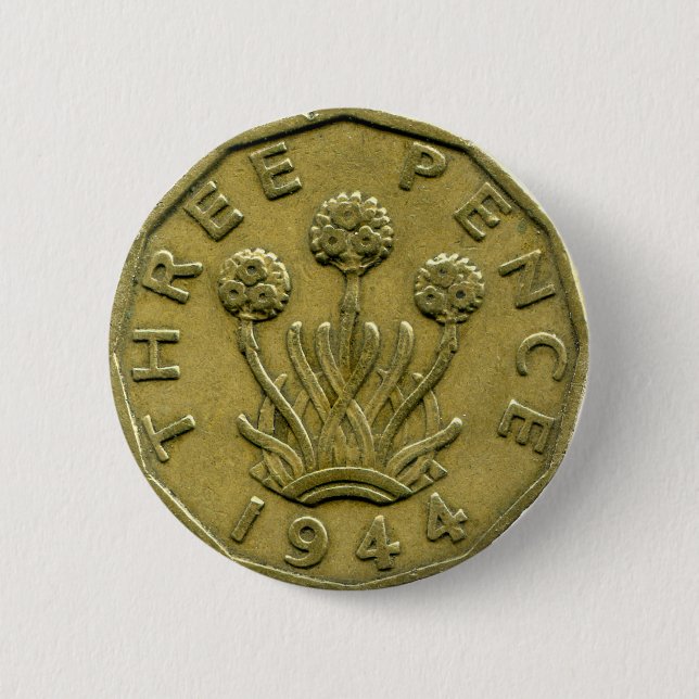 1944 British three pence button (Front)