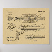 1944 Pistol Rocket Patent Art Drawing Print
