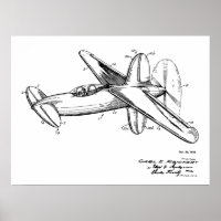 1944 Pusher Aeroplane Patent Art Drawing Print