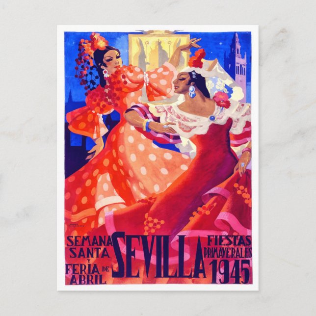 1945 Feria de Sevilla vintage travel  Postcard (Front)