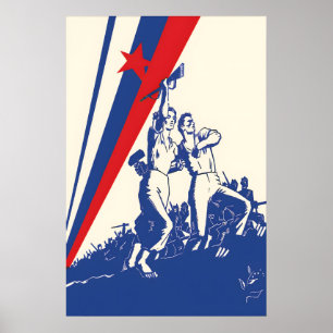 1945 Poster Yugoslavia Partizanski Workers and
