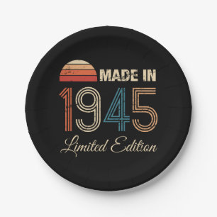 1945 Vintage 80th Birthday Paper Plate