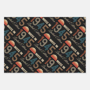 1945 Vintage 80th Birthday Wrapping Paper Sheet