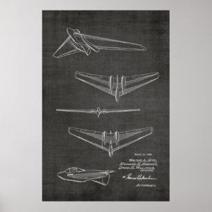 1946 Concept Jet Aeroplane Patent Art Drawing Prin Poster