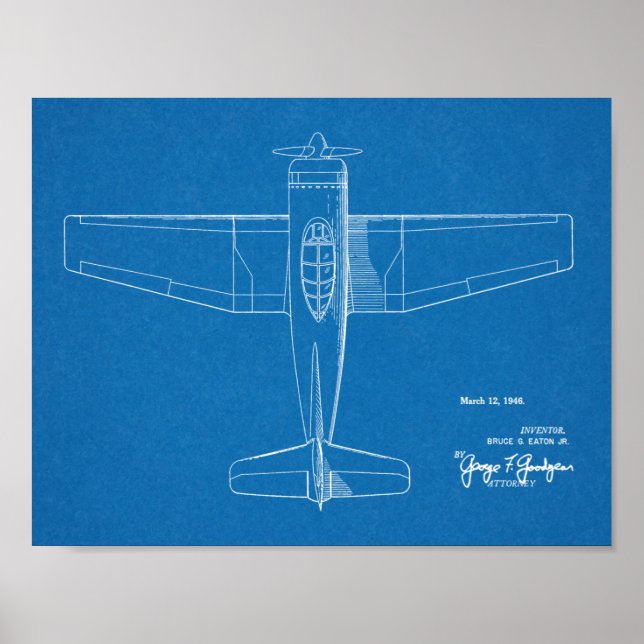 1946 Military Aeroplane Patent Art Drawing Print (Front)