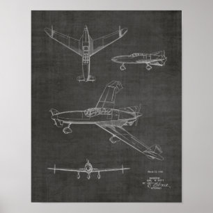 1946 Rear Prop Aeroplane Patent Art Drawing Print