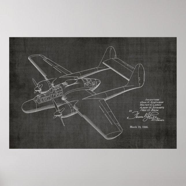 1946 Twin Aeroplane Patent Art Drawing Print (Front)