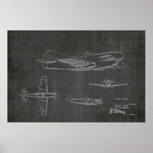 1946 WW2 Aeroplane Patent Art Drawing Print