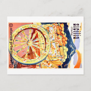 1947 Sicily Italy Travel Poster Eternal Spring Postcard