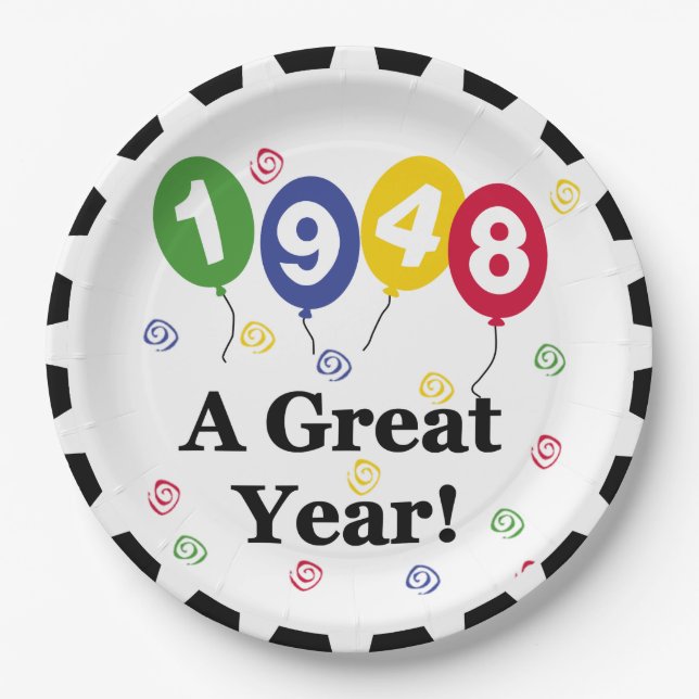 1948 A Great Year Birthday Paper Plates (Front)