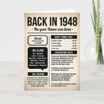 1948 Back in the Day, Fun Facts Birthday Card
