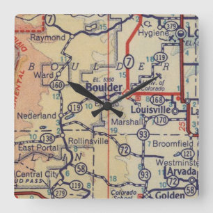 1948 Boulder Vintage Map Square Wall Clock