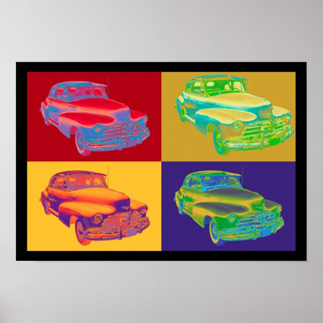 1948 Chevrolet Fleetmaster Antique Car Pop Art Poster (Front)