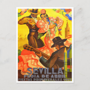 1949 Feria de Sevilla vintage travel  Postcard