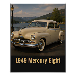 1949 Mercury Eight Vintage American Car Retro Poster