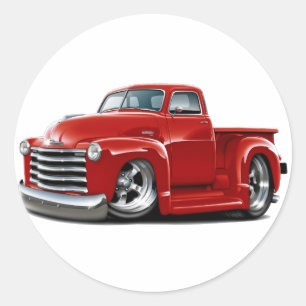 1950-52 Chevy Red Truck Classic Round Sticker