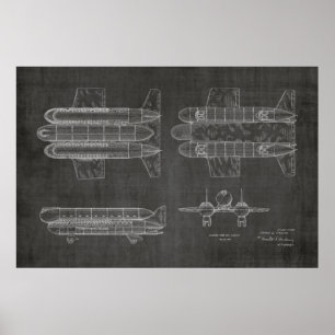 1950 Airship Aeroplane Patent Art Drawing Print