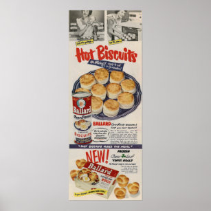 1950 Ballard Biscuits Ad Poster