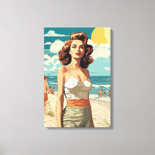 1950 Beach Girl Canvas Print
