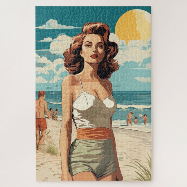 1950 Beach Girl Jigsaw Puzzle (Vertical)