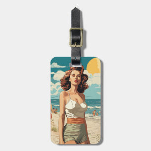 1950 Beach Girl Luggage Tag