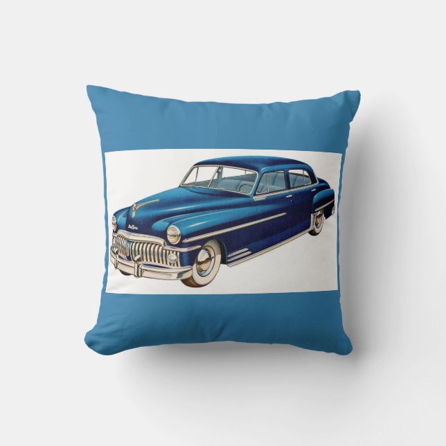 1950 blue DeSoto print Cushion (Front)
