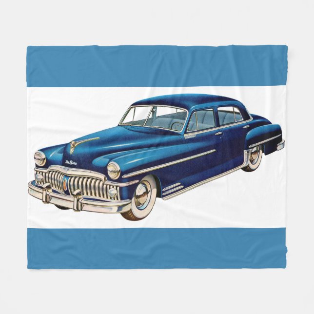 1950 blue DeSoto print Fleece Blanket (Front (Horizontal))