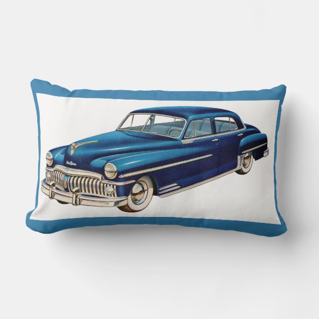  1950 blue DeSoto print Lumbar Cushion (Front)