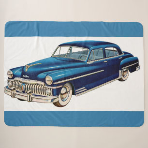 1950 blue DeSoto print Sherpa Blanket