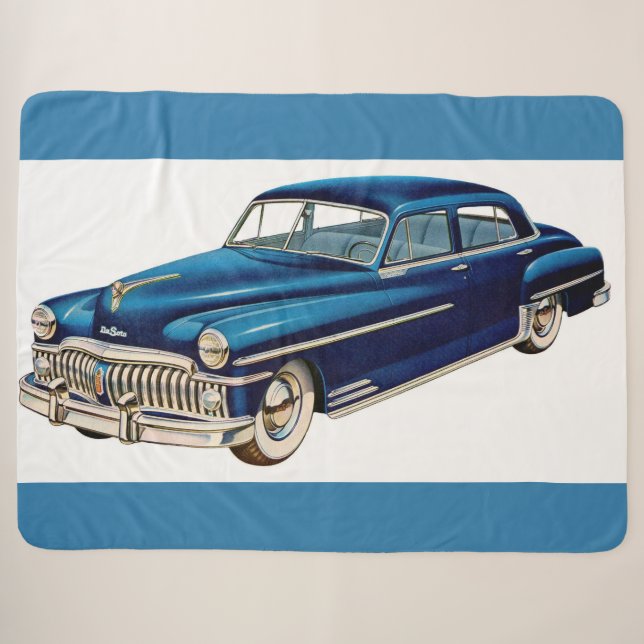 1950 blue DeSoto print Sherpa Blanket (Front (Horizontal))
