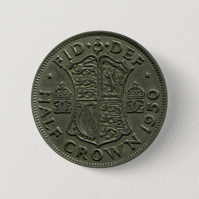 1950 British Half Crown button (Front)