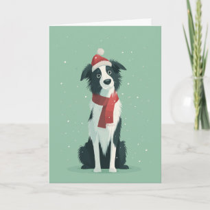 1950 Christmas Border Collie Card