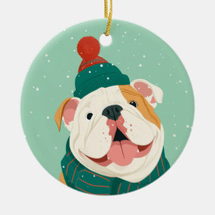 1950 Christmas Bulldog Ceramic Tree Decoration