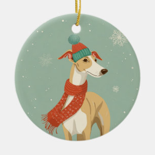 1950 Christmas Greyhound Ceramic Tree Decoration