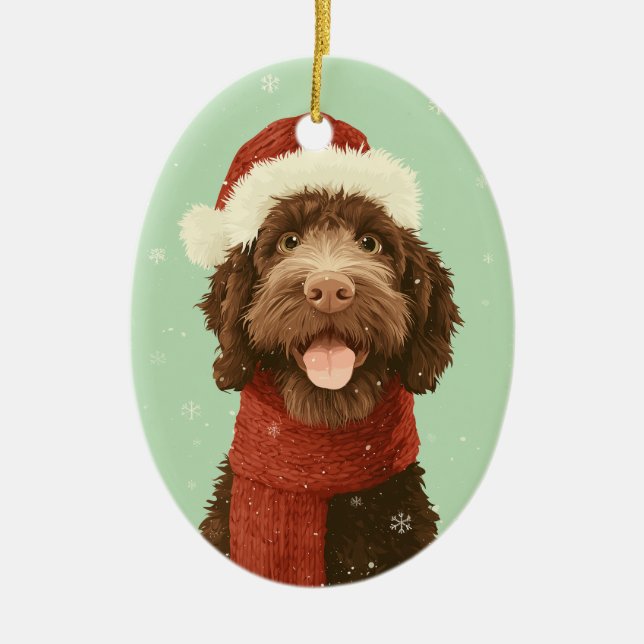 1950 Christmas Labradoodle Ceramic Tree Decoration (Front)
