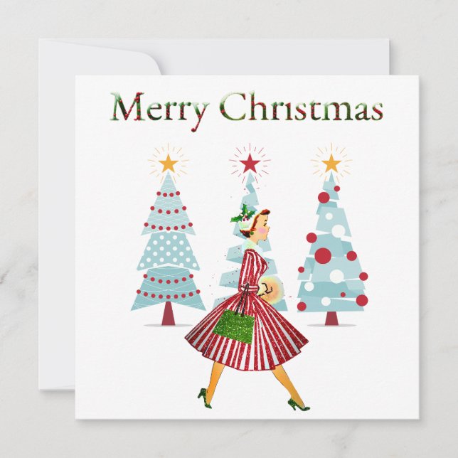 1950 Christmas Lady Holiday Card (Front)
