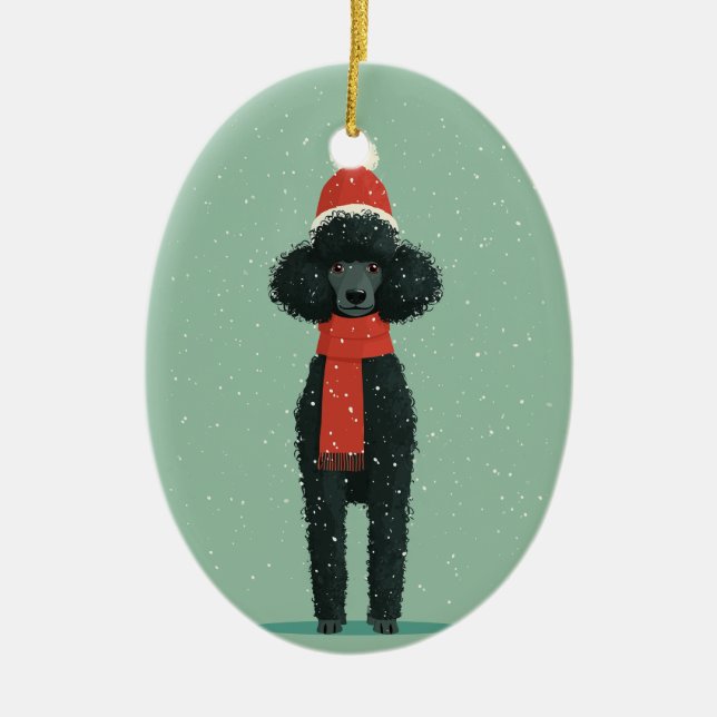 1950 Christmas Poodle Ceramic Tree Decoration (Front)
