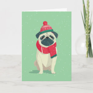 1950 Christmas Pug Card