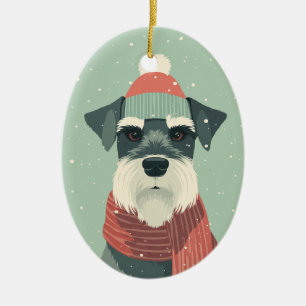 1950 Christmas Schnauzer Ceramic Tree Decoration